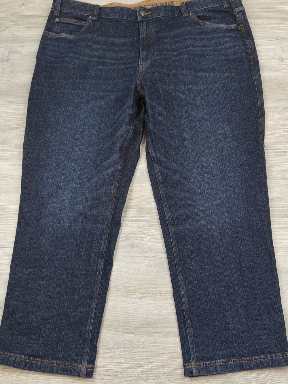 Duluth Mens 46x30 Flex Ballroom Jeans Relaxed Fit Dark Indigo Blue Work Denim